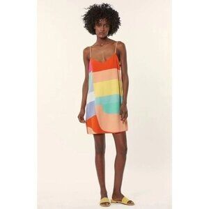 Mara Hoffman Rainbow Stripe Slip Dress Spaghetti Straps Colorful‎ Women's Size 2